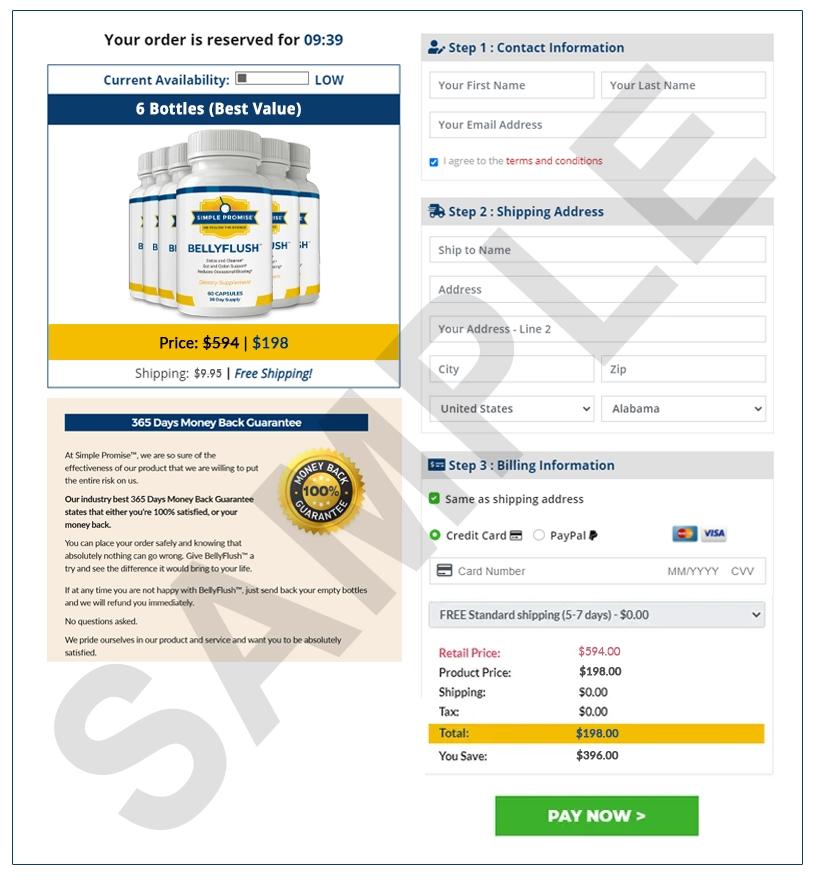 Belly Flush order page